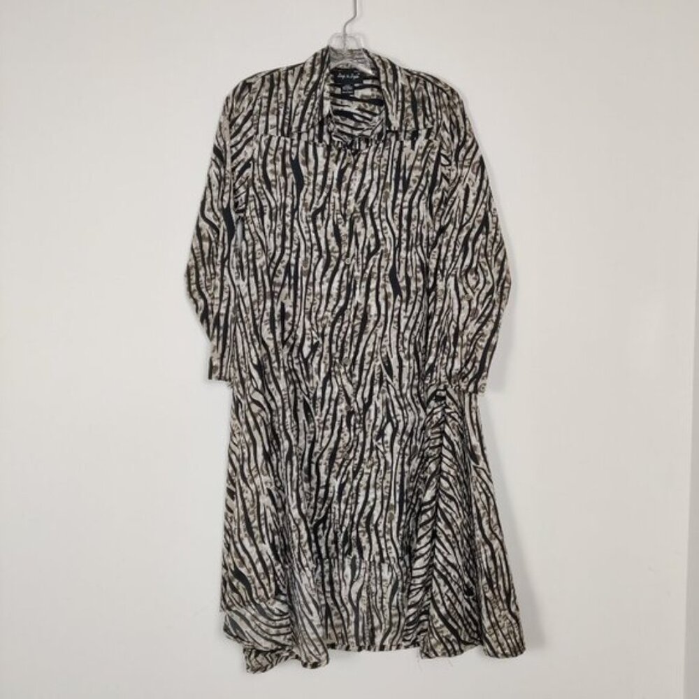 Step In Style Womens Tunic Size S Tan Black Animal Print Lagenlook